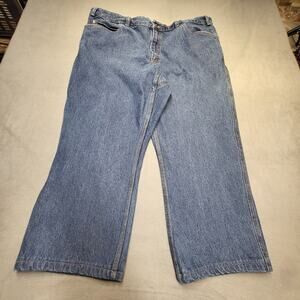 Duluth Trading Co Jeans Mens 42x26 Blue Straight Leg Distressed Denim